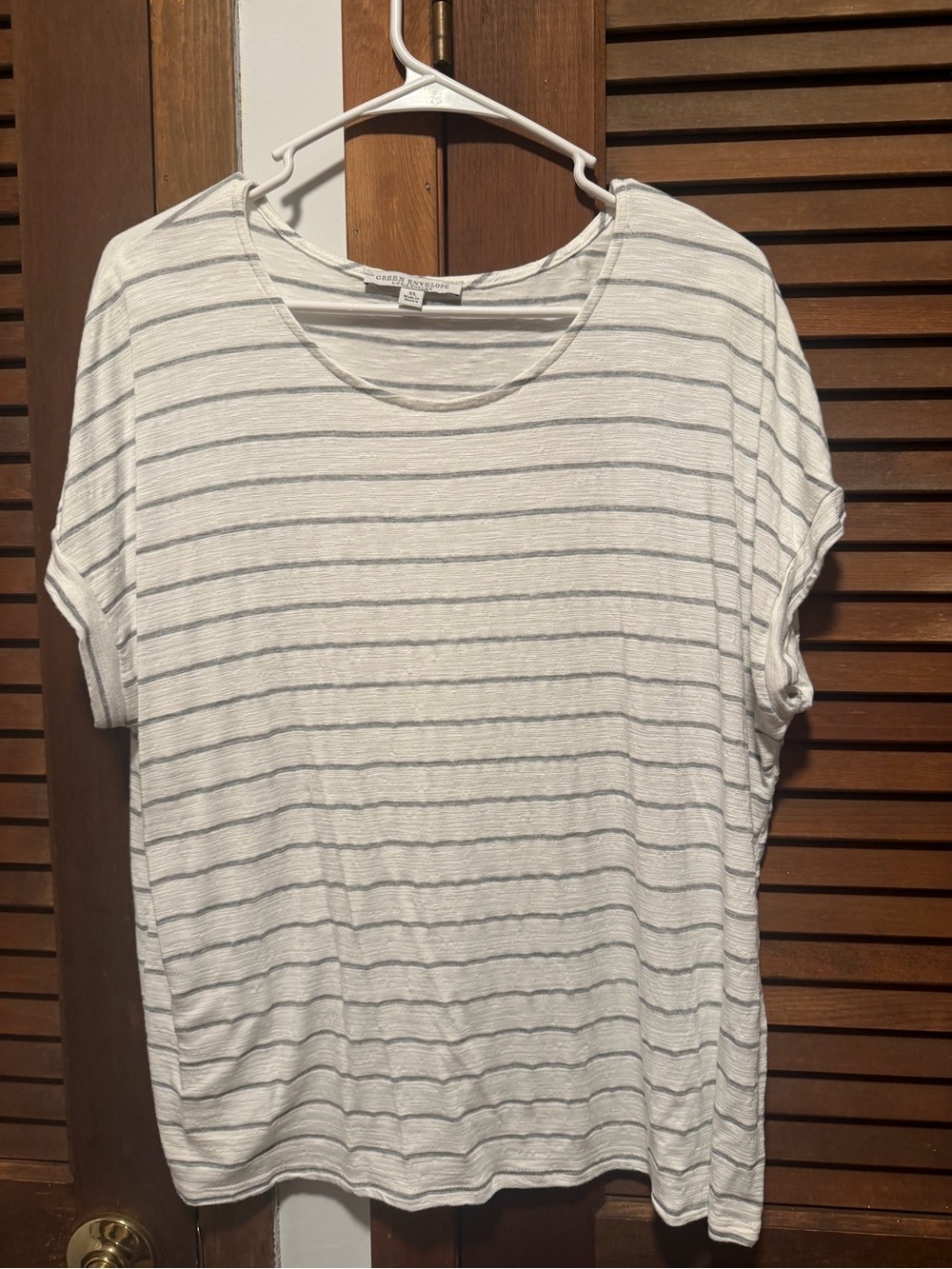 Green Envelope White Top with Light Gray Stripes
